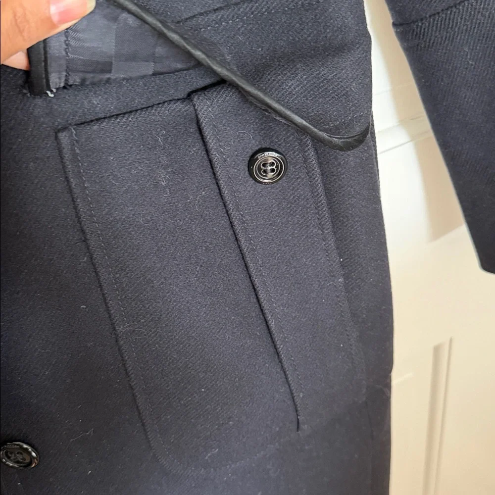 Burberry Black Wool Trench Coat with Epaulettes USA 6 - Picture 13 of 15